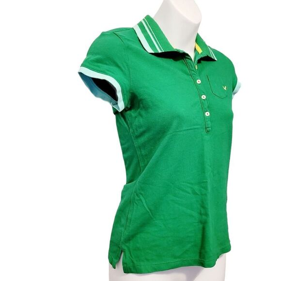 2/$20 American Eagle Outfitters Classic Green Polo shirt Top size: XS - Picture 2 of 4